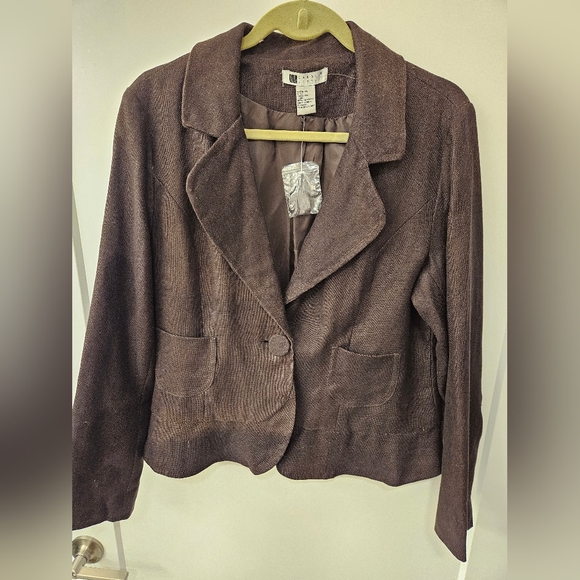NWT - Linen "Carole Little" Brown Blazer - Lined - Size XL - Picture 1 of 12